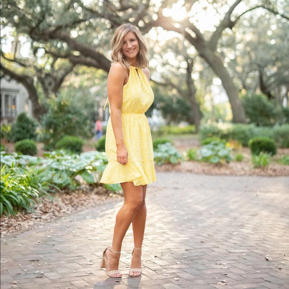Gibson x Living in Yellow Calla Keyhole Halter Neck Dress size S - Picture 1 of 1